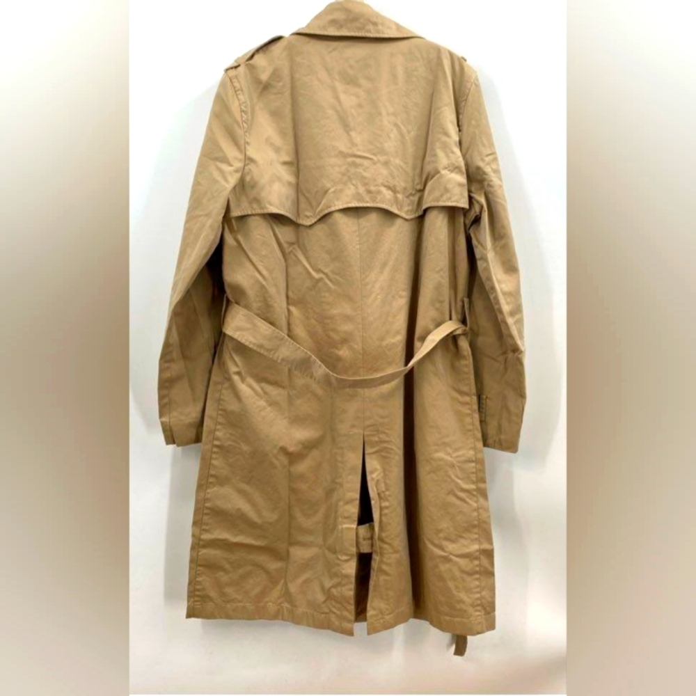 Lauren Ralph Lauren Designer Beige Tan Belted Trench Coat Stripe Blue Lining 12 - Picture 2 of 6